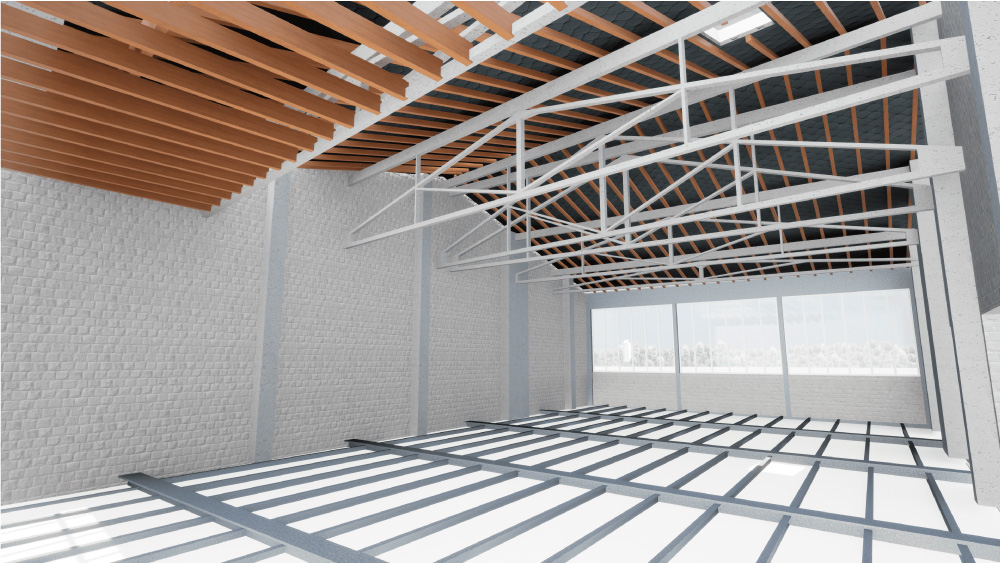 Vue 3D de l'intérieur d'un immeuble rue Sentier Paris